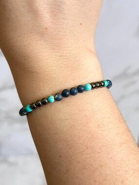Handmade Taos Midnight Sky Black Hematite Western Pearl Bracelet